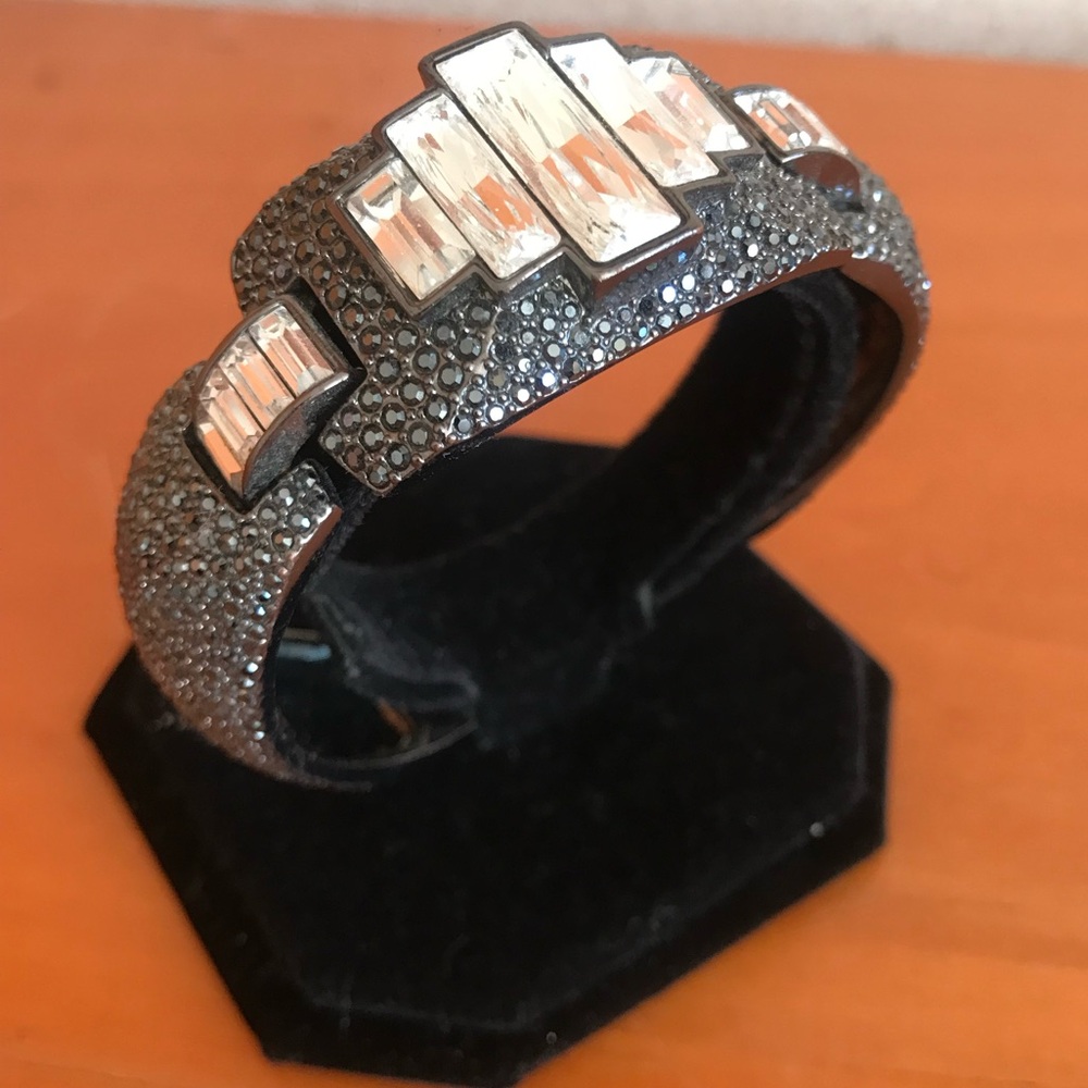 Givenchy Elegant Charcoal Silver Bracelet with High End Crystals.